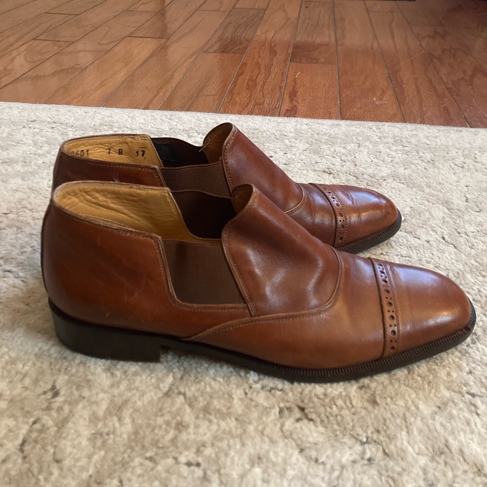 Cole Haan Brown Leather Wingtip Slip-On Dress Shoe